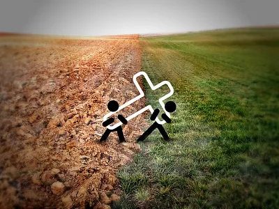 The grass is 🌿 greener where the 🙌 LORD 💧 waters it. bible carried carry carrying christian church cross dirt faith field grass greener jesus lord love neighbor neighbors other side walk