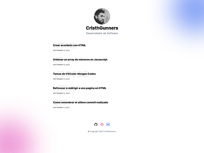 CristhGunners Page blog branding code coding css dailyui design github html interface js nextjs portfolio react ui ux web website