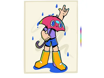 Rainy boy 2d adobe character characterdesign design happy illustration illustrator ipadpro procreate rain