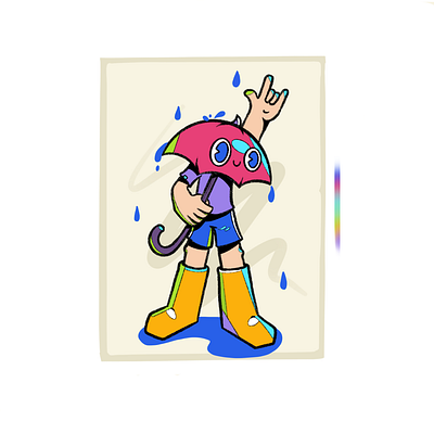 Rainy boy 2d adobe character characterdesign design happy illustration illustrator ipadpro procreate rain