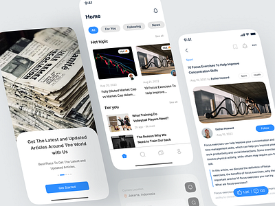 Baca.In - Article App article article app articles clean design medium minimalis mobile app mobiledesign neat news news app news latter news paper newsfeed read reading app social app ui ux