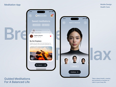 AI-Povered Meditation App Concept ai ai povered app branding breathing clean concept design healthcare meditation mindfulness mobile motivation product ui ux wellness yoga app