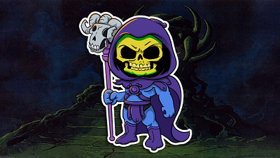 Skeletor chibi childrens book childrens book illustration fantasy illustration heman illustration motu skeletor stickers