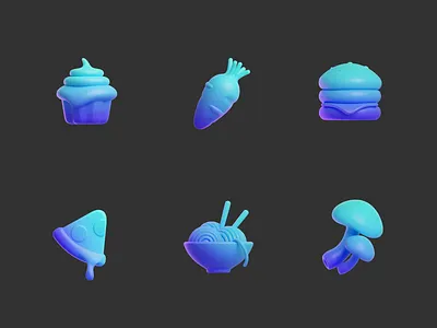 Food Icons 3d blender design figma figmadesign illustration minimal