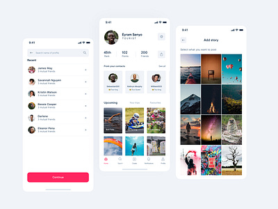 Travel application product design profile travel ui