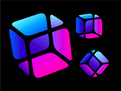 3D One Line Cube 3d box cube icon logo negative space vector