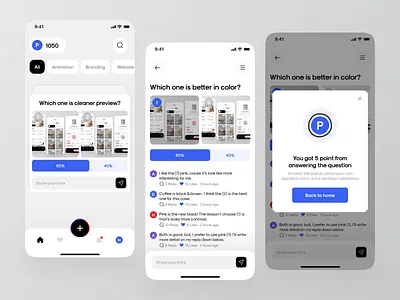 Objectify - Survey Mobile App app blue card clean design ios mobile mobile app mobile app design mobile ui network question questionnaire quiz social social app survey ui uiux design