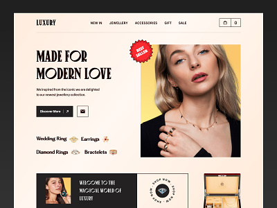 LUXURY - jewellery Store Website Design accesories beauty design diamond ecommerce engagement ring fashion figma jewellery jewellery shop jewerly marketplace personal ring shop store styletile uiux web design website