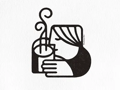 Hot herbal tea graphic design illustration