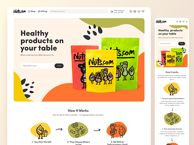 Nuts - eCommerce website (Design) branding design design research ecommerce figma health illustration logo mobile mobile app design mobile design mobile ui photoshop ui ui design uiux ux ux design web website design