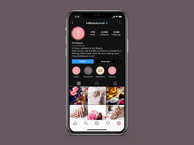Instagram Mockup for Kali Beauty branding design graphic design