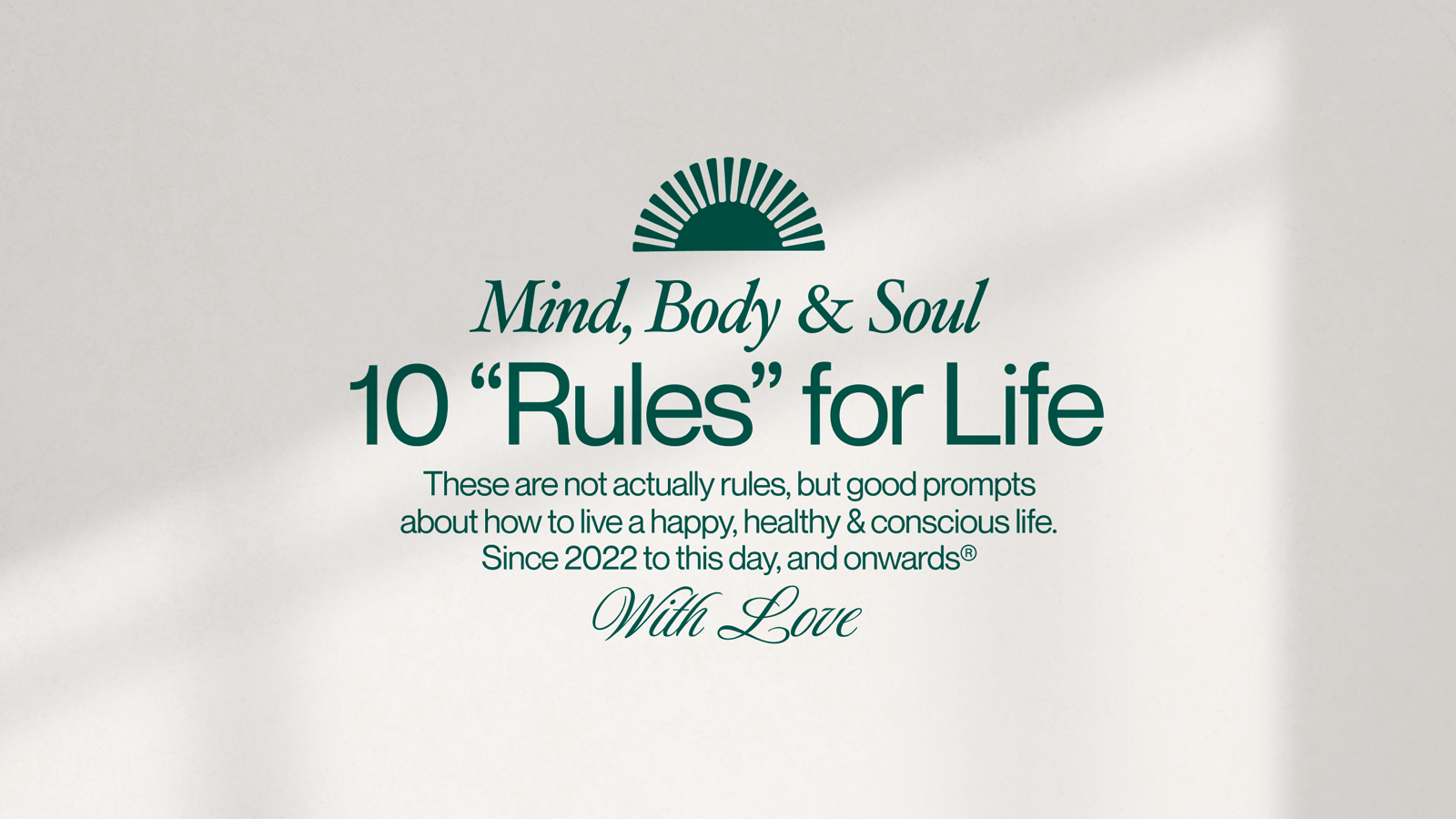 10 "Rules" for Life brand branding care clean design flat graphic design health icons illustration logo logos mark mindfulness symbols vectorial