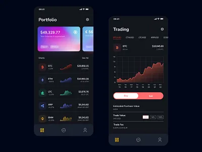 Crypto Exchange App Design 3d animation app app design branding clean ui crypto crypto exchange app design exchange figma graphic design illustration logo market trading ui