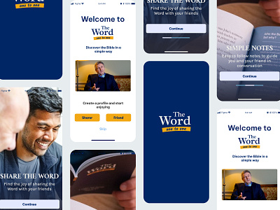 Bible study app app design bible study blue case study christian church faith god mobile app onboarding product design religion splash ui ux welcome