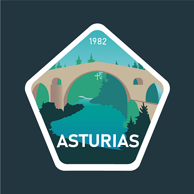 Travel Sticker Spain - Asturias asturias branding design graphic design illustration infoproduct spain sticker vector