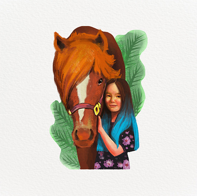 Horse with child animal art child children digital art girl graphic art horse illustration nature nice photoshop plant texture young