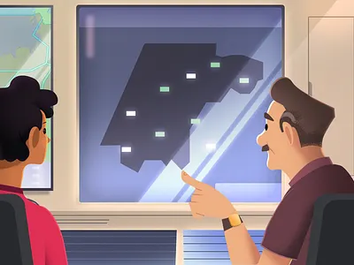 Digital Desk airport business business people character character design characters digital digital screen illustration jagthund map office office character office work screen screen design technology technology illustration world worldmap