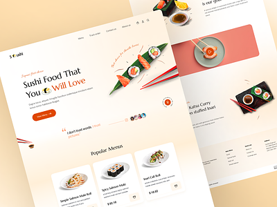 Sushi - Food Landing Page 3d animation branding food delivery graphic design illustration landing page live site minimal motion graphics restaurant restaurant landing page restaurant website sushi ui uiux ux website website ui