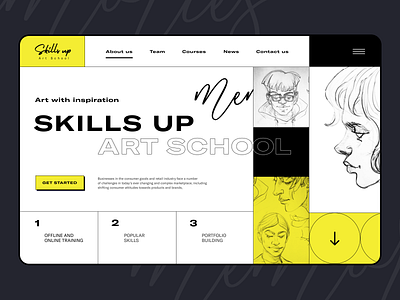 Drawing school concept illustration logo typography ui