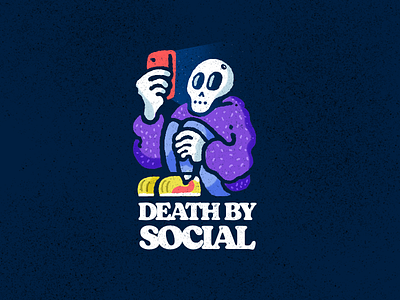 Death By Social cell phone death instagram internet interweb mobile phone online procreate screentime skeleton skull skulls skully social social media social network web web3