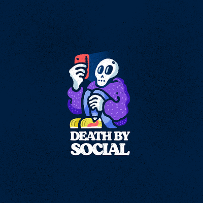 Death By Social cell phone death instagram internet interweb mobile phone online procreate screentime skeleton skull skulls skully social social media social network web web3
