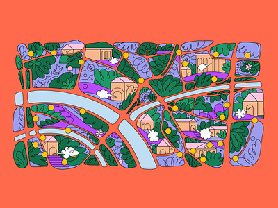 Editorial Illustration art city design flat green illustration map park town vector vivid