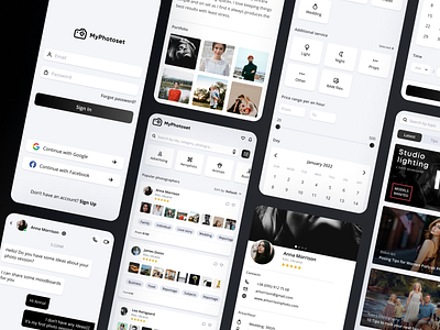 Mobile app for models and photographers concept design mobile app mobile design model models photographer photosession photosession app ui ui design