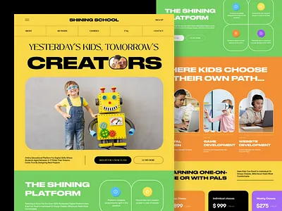 Shining School Landing Page child development colorful course platform courses e learning early learning education kids kids school landing page landingpage language learning learning online online class orix sajon school web web design webdesign