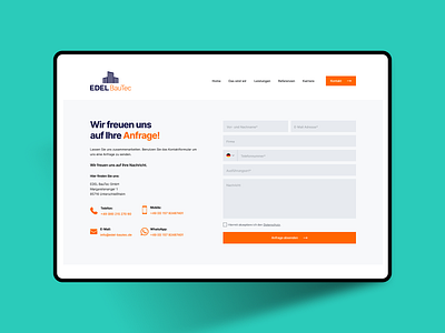 🛠 Contact Form for EDEL BauTec GmbH branding design design system graphic design landingpage logo sales funnel ui ui design user center design user experience ux ux design webdesign webdesigner website