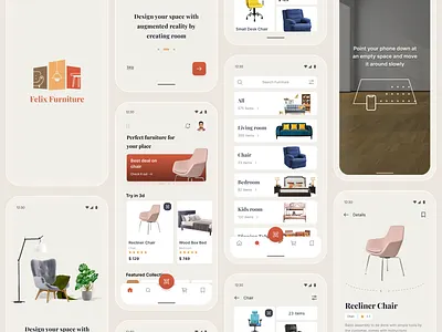 Furniture Store Mobile App adobe xd app app design clean concept creative design ecommerce figma furniture homepage inspiration minimal mobile app mockup ui ux