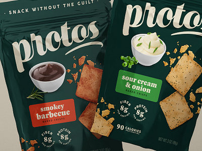 Protos baked bbq better for you chips crackers food logo packaging snacking snacks sour cream