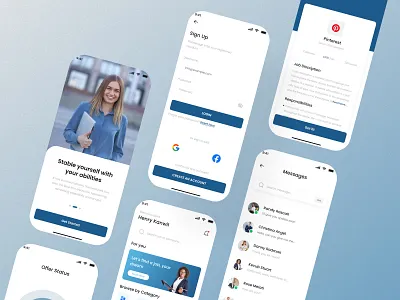 Mobile App for Jobs Finder branding illustration landing page mobile app ui visual design web design website design