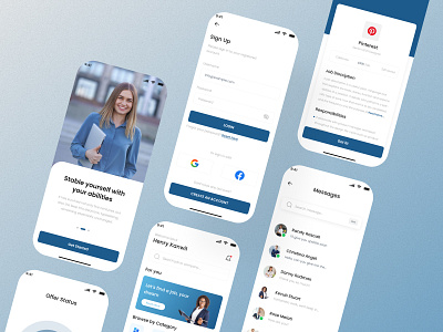 Mobile App for Jobs Finder branding illustration landing page mobile app ui visual design web design website design