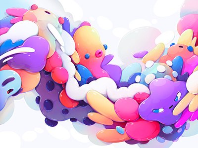 Bubble Bath abstract cartoon character concept design illustration procreate zutto