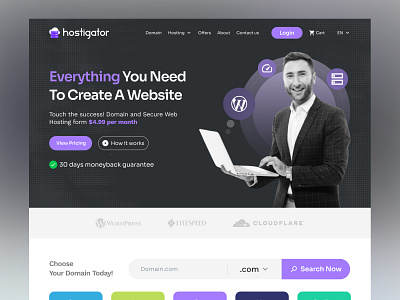 Hostigator - Web Hosting Service Multipurpose Theme cloud domain domain site host web hosting landing page hosting site server theme design ui vps website web web hosting web server webdesign webhostingui website website design website hosting website theme wordpress theme
