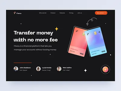 Fiwou - Landing page hero bank cards concept design financial hero illustration landing landing page ui ui design ux design ux ui design