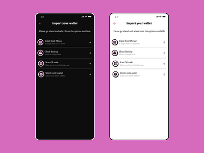 Import Wallet UI app design ui uiux ux