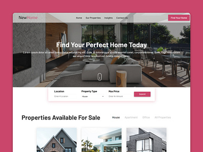 NewHome - Real Estate Website Template html template htmlcss real estate real estate website ui design web design website template