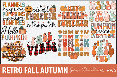 retro fall autumn sublimation bundle 3d animation branding design graphic design halloween illustration logo ui woman