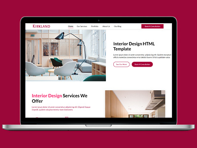 Kirkland - Interior Design Website Template html template htmlcss interior design website interior designer ui design web design web development website template