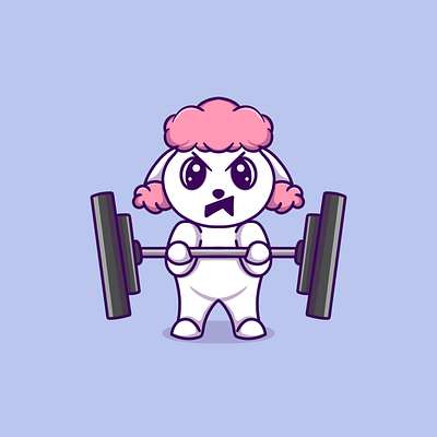 Cute goat fitness vector icon illustration weight