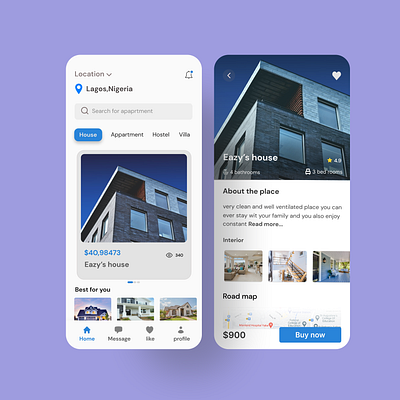 Real estate mobile app ui