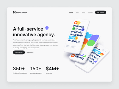 Ni - Design Agency Hero 🙌 3d animation app branding design designing dribbble graphic design illustration logo minimal motion graphics popular trending typography ui ux vector web website