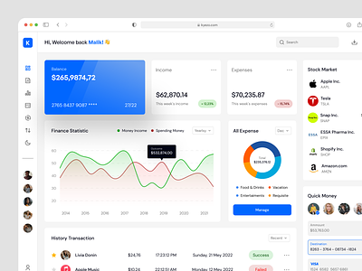 Kyezo - Personal Finance Dashboard Manager admin admin theme admin ui analytics bank banking app crypto dashboard dashboard ui economy finance app finance web financial fintech fintech app graphs loan statistic stock market web app