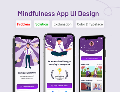 Mindfulness App UI/UX app app design app ui app ui design app ui ux case study health meditation mind mindfulness mobile productivity psychological relax ui ui app ui design ui ux ui ux design yoga