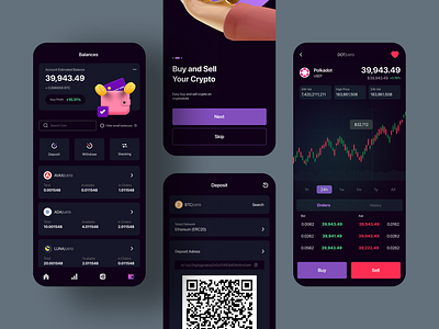 Crypto App UI Kit app application bitcoin coin crypto app design figma admin figma download figma freebies free figma download freebies illustration mobile app mobile design ui ui ux uikit wallet