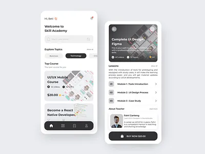 Online Course Mobile App app design graphic design illustration minimal ui ux web website