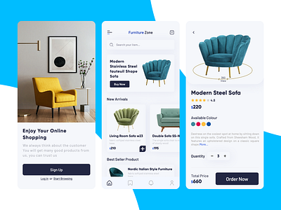 Online Furniture Store Mobile App Design appdesign appdesigner figmaapp iosapp mobileapp mobileappdesign mobileappdesigner mobileapplication ui uidesign uikitsdesign uitemplate uiux uiuxdesign uxresearch