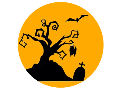 VINTAGE HALLOWEEN TREE AESTHETIC SIMPLE aesthetic bat batman bats black cute drawing funny ghost graves halloween illustration orange pumpkin scary simple tree trees vintage witch