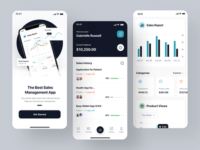Sales Management App UI app design app development app interaction app ui design app management mobile app design product sales saas sale product statistics transactions